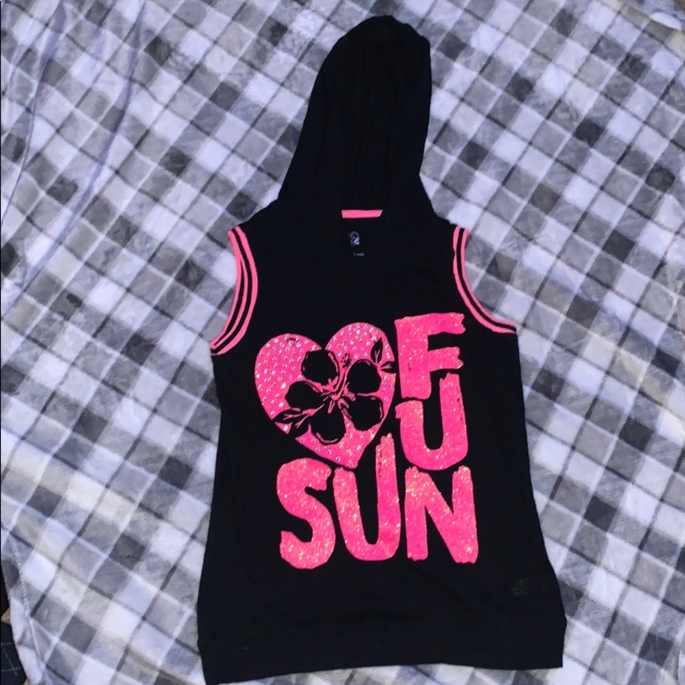 Black tank top with hoodie